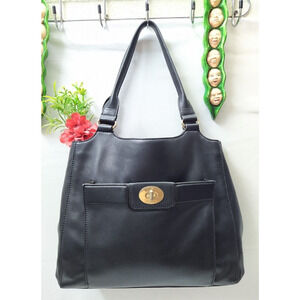 Kate Spade New York Black Leather Turnlock Front Pockets Shoulder Bag